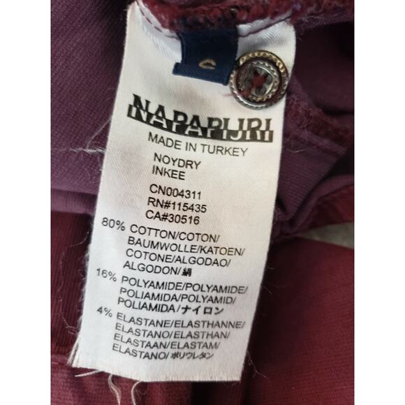 EUC Napapijri Maroon Logo Collared Button Down Cotton Blend Norway Flag Sz S - Picture 5 of 5